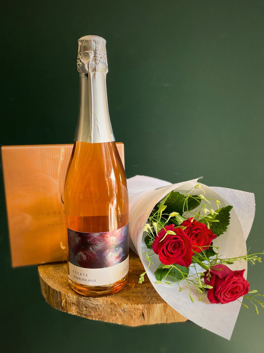 Sparkling Rosé Red Rose Bundle